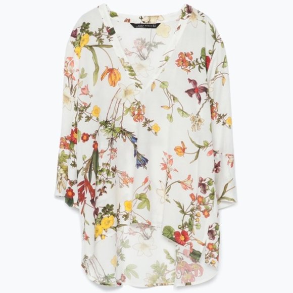 Zara V-Neck Floral Blouse - Picture 3 of 16